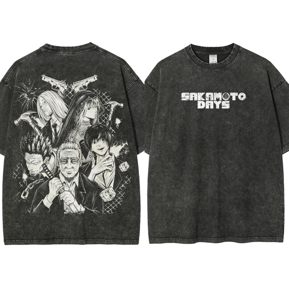 Аниме Вываренная винтажная Sakamoto Days Женская Мужская Мода Хип-хоп Футболки Оверсайз Летний Хлопок Комфорт Женская Футболка Топ