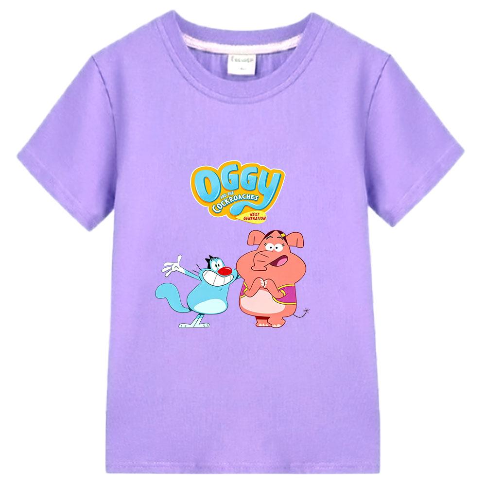 100% Cotton Oggy and The Cockroaches Children's T-Shirt Cartoon Print Vintage Tees Cute Kids Casual O-Neck Short Sleeve Summer