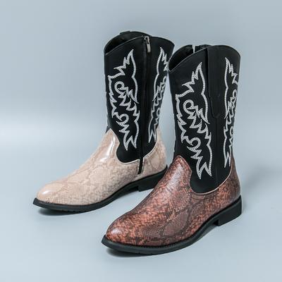 Высококачественные вышитые высокие мужские кожаные ботинки Классический ретро стиль Вестерн джинсовые ботинки Модный роскошный бренд Повседневные ботинки