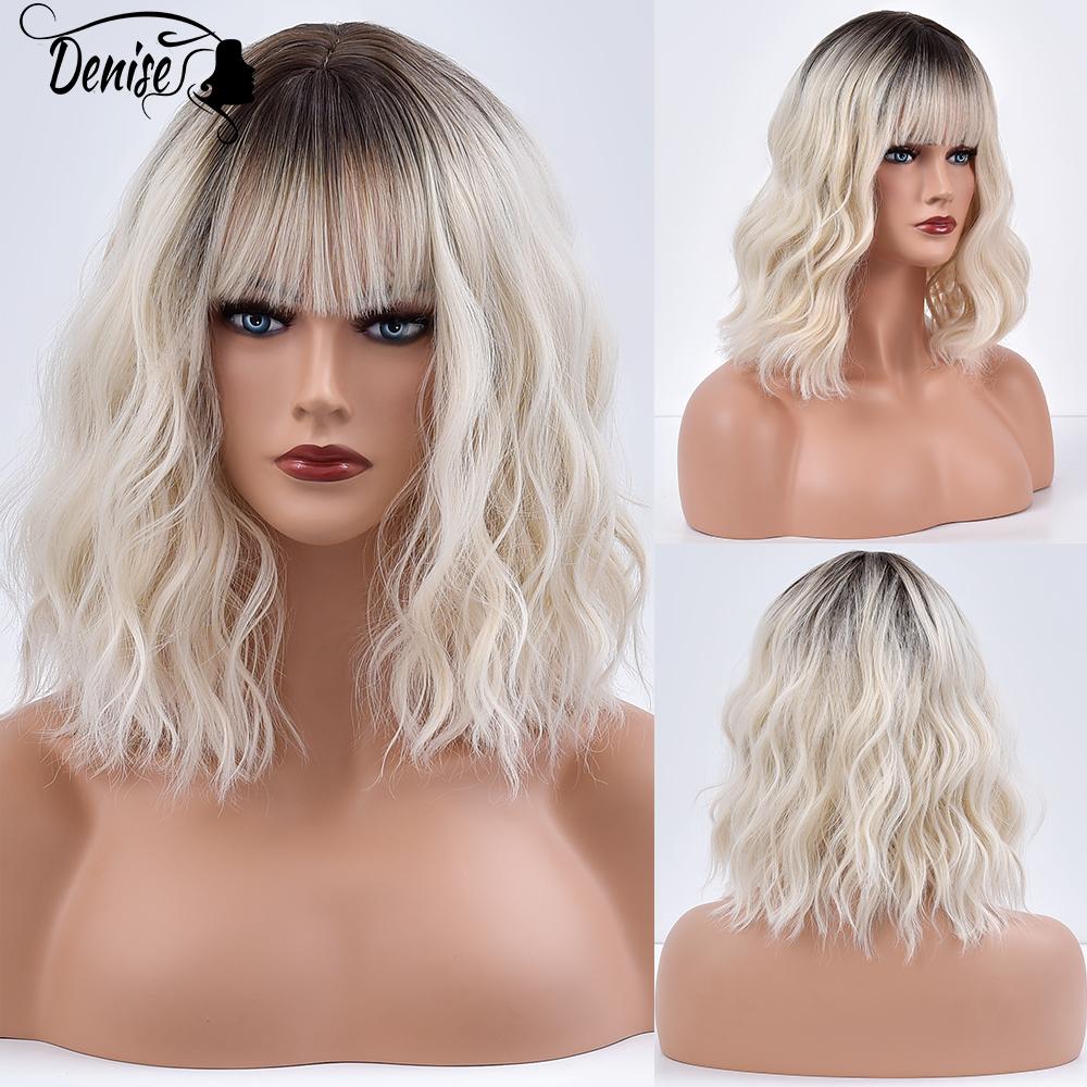 Новый парик для косплея CRUELLA De Vil, полубелый, наполовину черный, синтетические короткие волнистые парики с челкой для женщин, термостойкие натуральные волосы