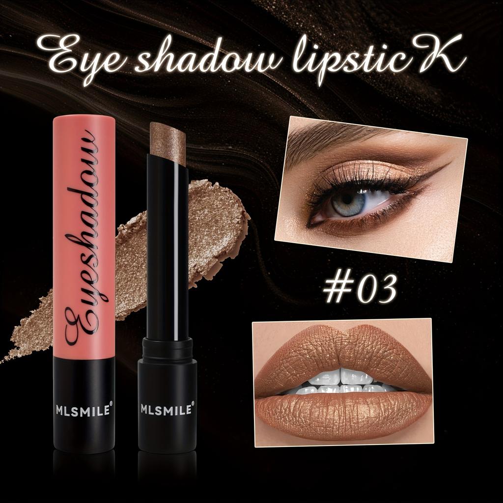 Shimmer Eyeshadow Stick Lipstick Стойкий водостойкий хайлайтер с мелким мерцанием, металлическим финишем - 2-в-1 для макияжа губ и глаз