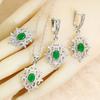 Свадебные наборы украшений для женщин Зеленый кристалл Серьги Ожерелье Подвеска Кольцо Свадебный подарок