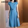 Plus Size Fashion Casual Dress Women's Summer Short-sleeved Loose Temperament Solid-coloured Dress
