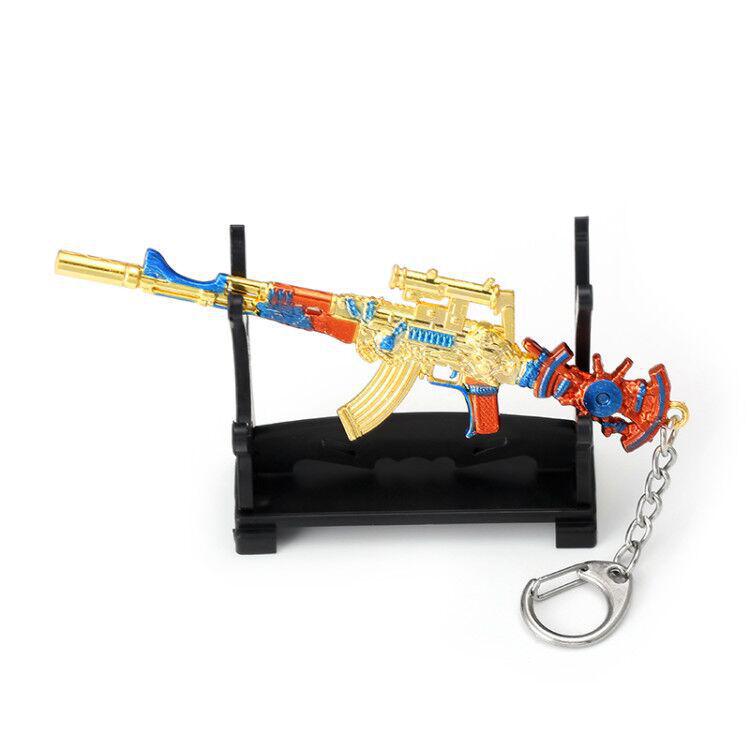 Chicken Game Metal Weapon Model Keychain: 12cm AKM 98K PUBG Pendant Gift