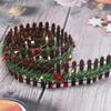 Dollhouse Miniature Fairy Garden Decor Mini Fence Christmas Led Light Rattan Wooden Fence Landscaping Prop