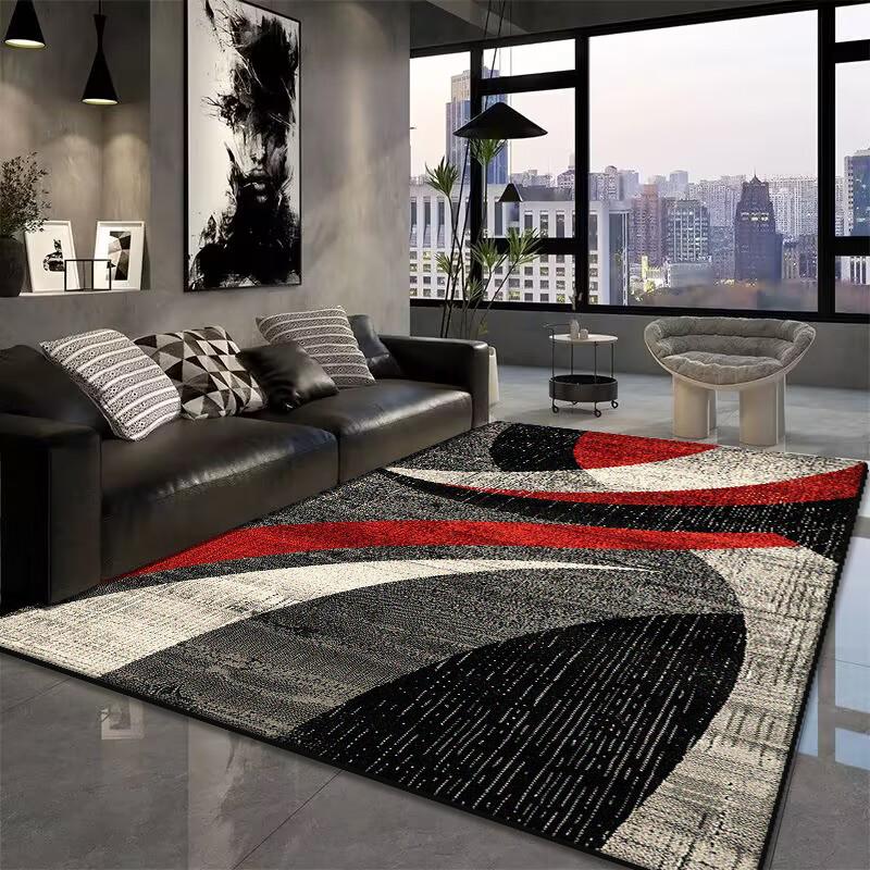Red Black Modern Rug Abstract Carpet for Living Room Large Bedroom Decoration Rug Light Luxury Sofa Coffee Table Mat Non-slip