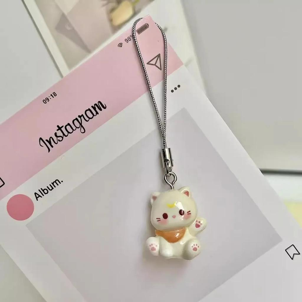 Модный Новый Мультяшный Маленький Кот Милый Брелок Цепочка для Телефона Брелок из Смолы Подвеска на Сумку Парные Брелки Подарки Женщинам для Украшений