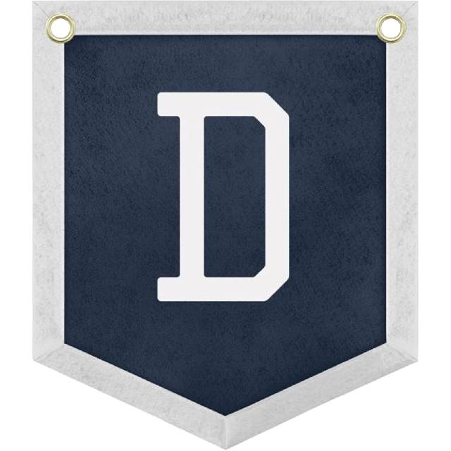 Handmade Felt Alphabet Pennant Banner for Nursery Room Decor - Navy Blue & Beige Educational Wall Hanging for Kids Room 11.8 x 13.8 Inches (B)