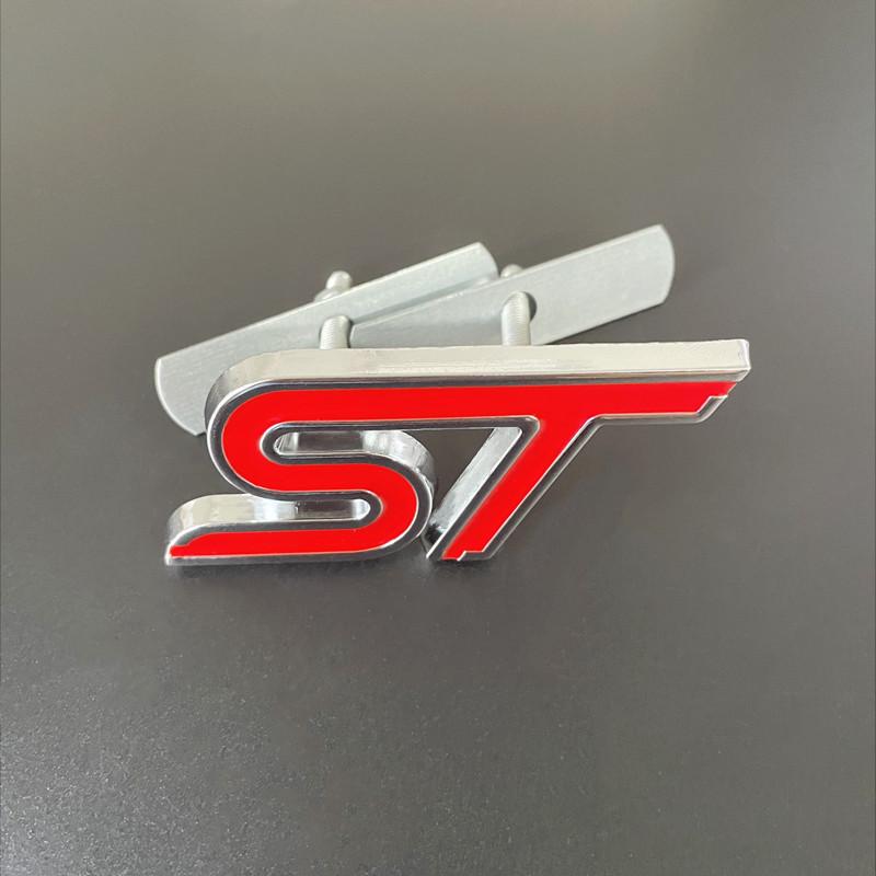 3D Metal ST Logo Car Front Grill Emblem Trunk Badge Decal For Focus Fiesta Mondeo EDGE Kuga Explorer ST Sticker Accessories