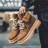Осенние коричневые замшевые ботинки для мужчин, модные ботильоны на толстой подошве, мужские дизайнерские ботинки на шнуровке, мужские мотоциклетные ботинки, Botas Para Hombre