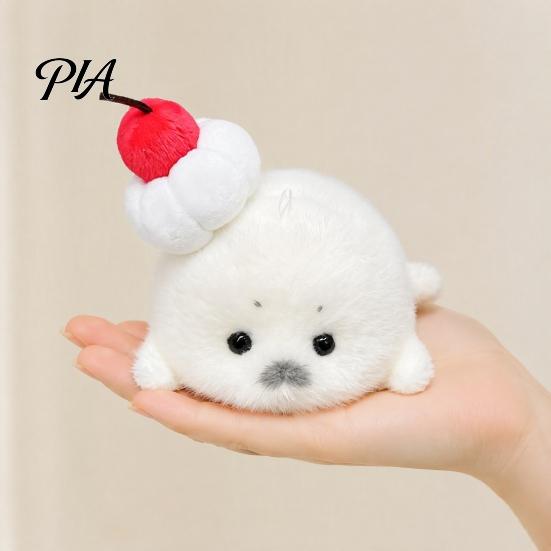 Decorative Car Accessory Cute Baby Seal Plush Keychain, Soft Fluffy White Mini Bag Stuffed Toy Charm, Ocean Animal Key Ring for Backpack Purse