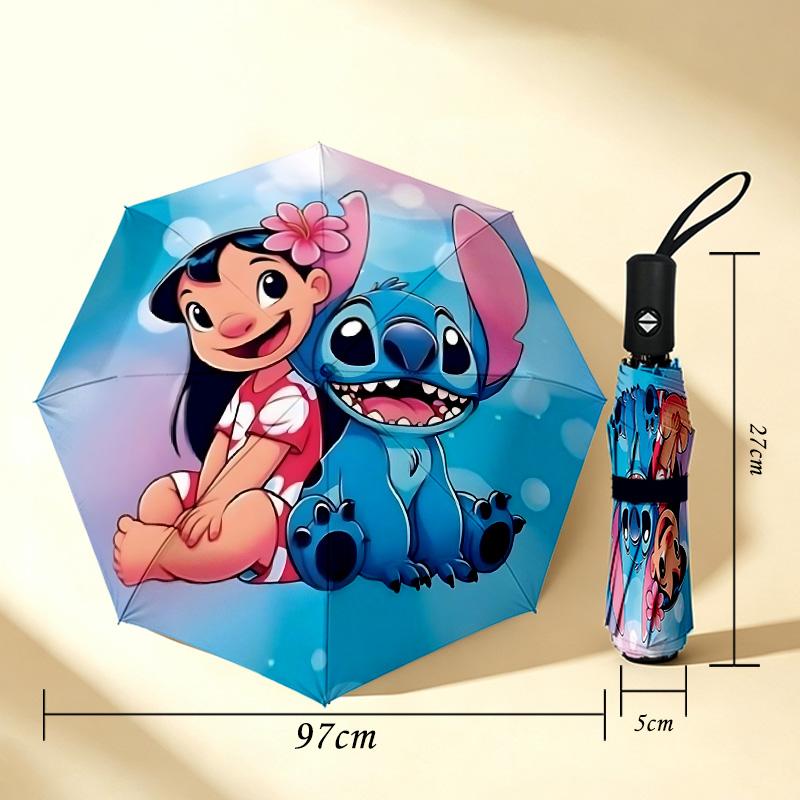 Lilo Stitch 8 Ribs 3Fold Black Glue Uv Protection Umbrella Sun Protection Rainproof Compact Folding Umbrella For Travel Daily Use C924732