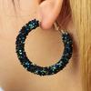 Luxurious Crystal Rhinestone Beads Geometric Hoop Earrings Shiny Circle Earrings