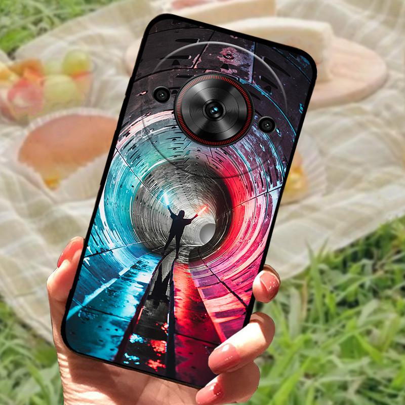 Чехол-бампер для ZTE Nubia Focus 5G, силиконовый, мягкий, с рисунком мрамора, черный, защитный