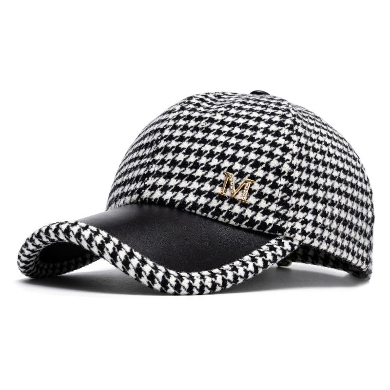 Осенне-зимняя бейсболка с рисунком «гусиная лапка» для мужчин и женщин, теплая кепка, шляпа от солнца