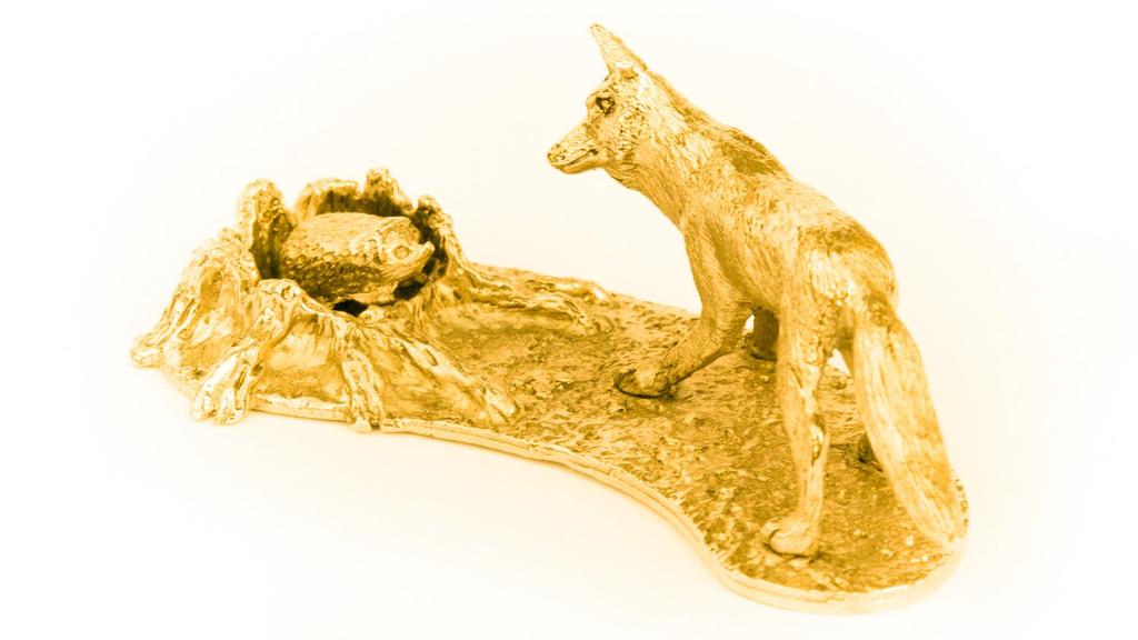 Коллекция художественных фигурок животных из Великобритании, лиса и еж, позолоченные 22 карата (орнамент)