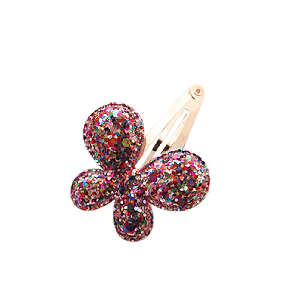 Для маленьких девочек детская блестящая заколка для волос принцессы с блестками, звездой и сердцем-бабочкой