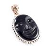 Подвеска из натурального черного оникса с лицом из стерлингового серебра 925 пробы в двух тонах 1,6'' y8n12