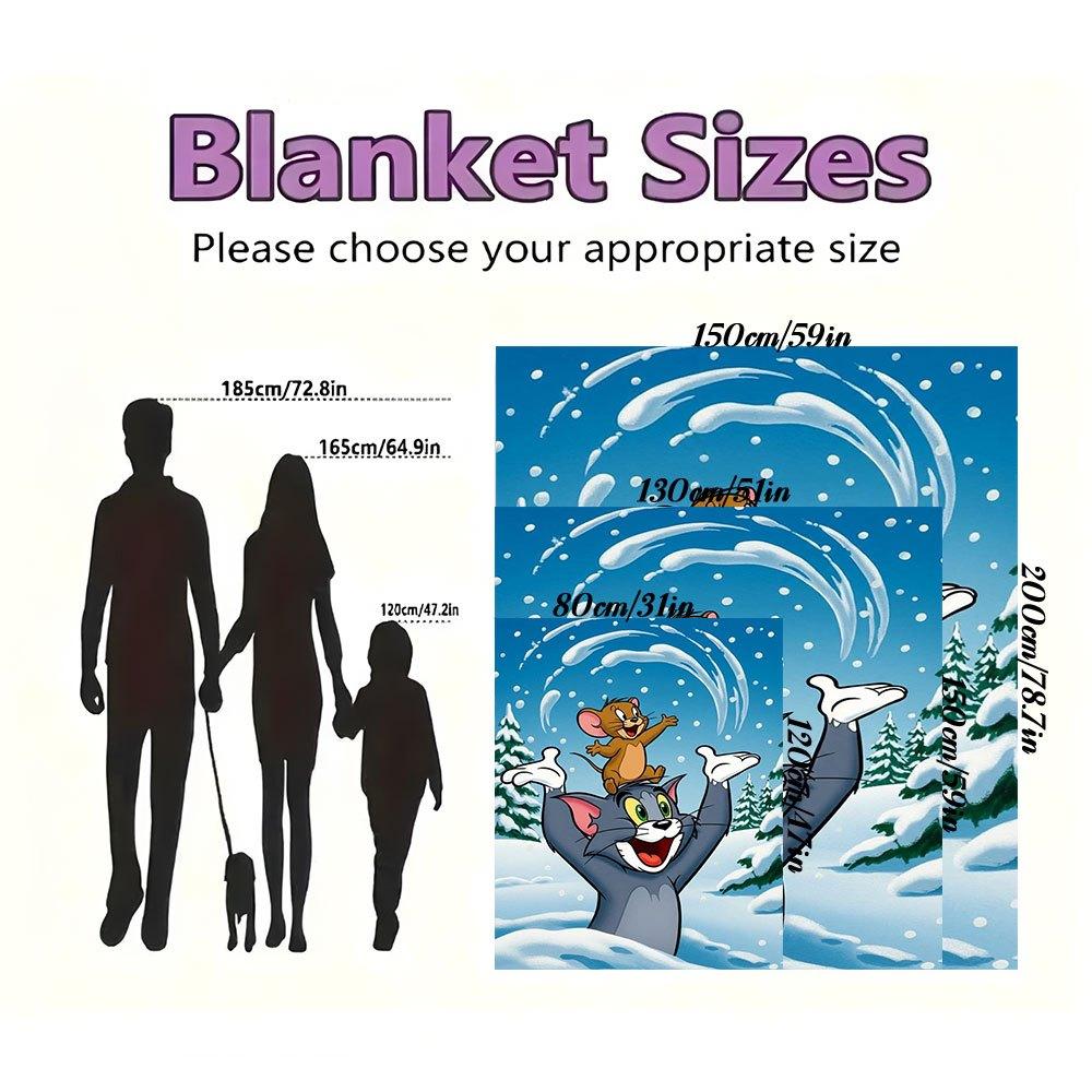Tom & Jerry Winter Fun Snow PosterBlanket Flannel Throw Blanket for Sofa, Bed, Travel, Camping, Office