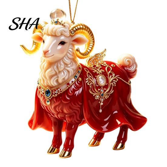 Winter Wonderland Party Supplies 2D Flat Christmas Sheep Hanging Ornament with Lanyard, Acrylic Custom Gifts Tree Pendant for Home Festive Decor