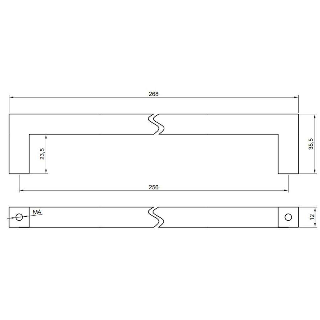 4 x Classic furniture handle 256 mm black