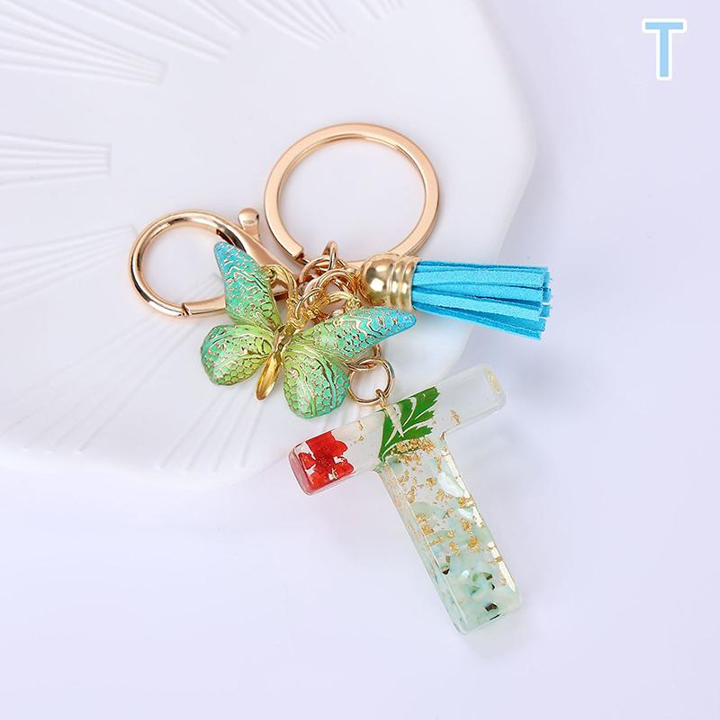 AZ Dreamy Sequin Letters Брелок для женщин Подвеска-бабочка с кисточками Инициал Брелок для кошелька Подвеска для сумок Амулеты Автомобильный брелок