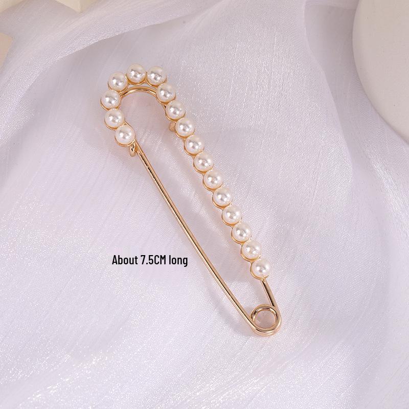 Брошь-булавка с имитацией жемчуга и стразами для подчеркивания талии, Защитная булавка от открывания, Прямая вставляемая булавка.
