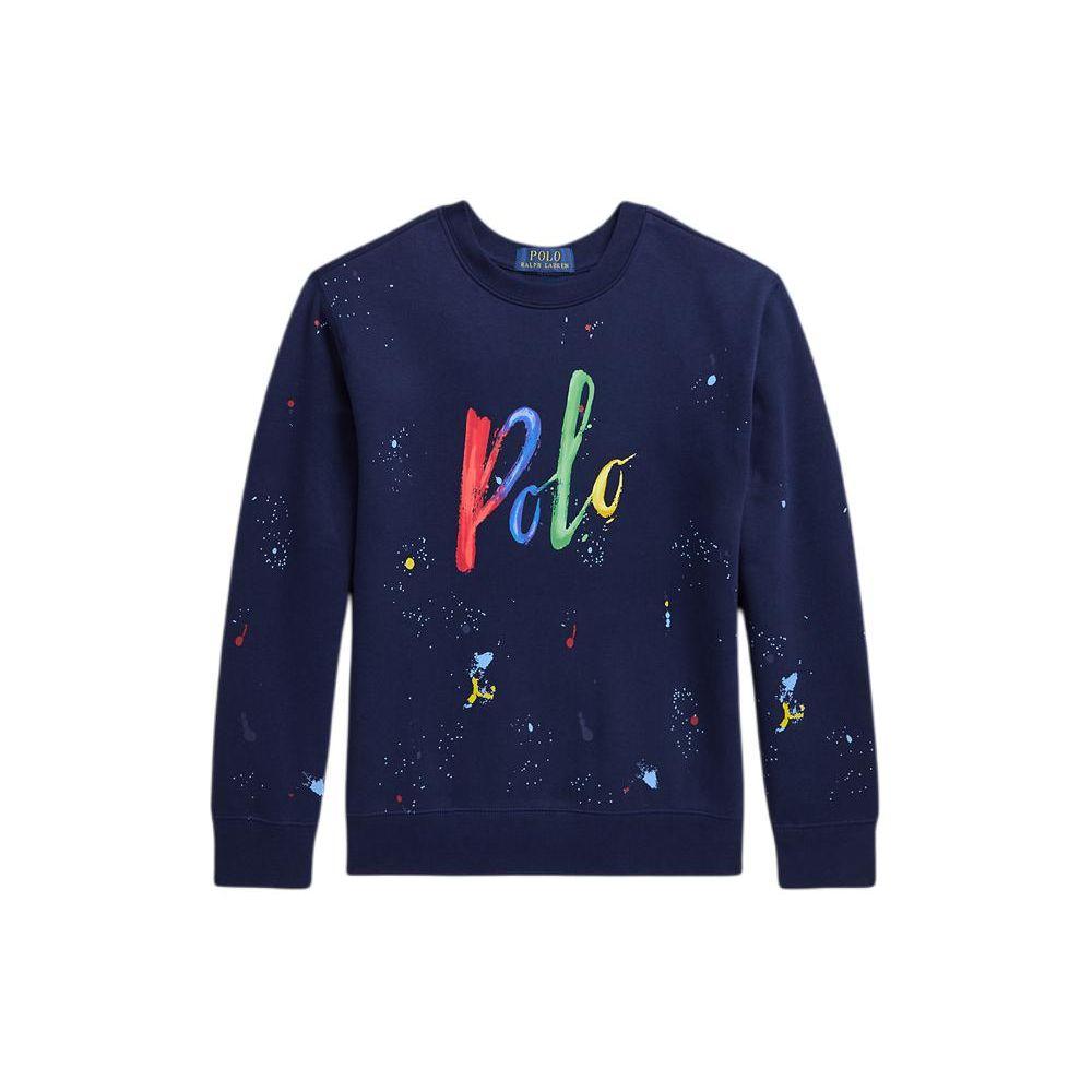 Свитшот Polo Ralph Lauren Весна-Лето 2024 Принт с буквами Круглый вырез Повседневный Длинный рукав Детские топы Темно-синий CWPOKNIY8021053-410