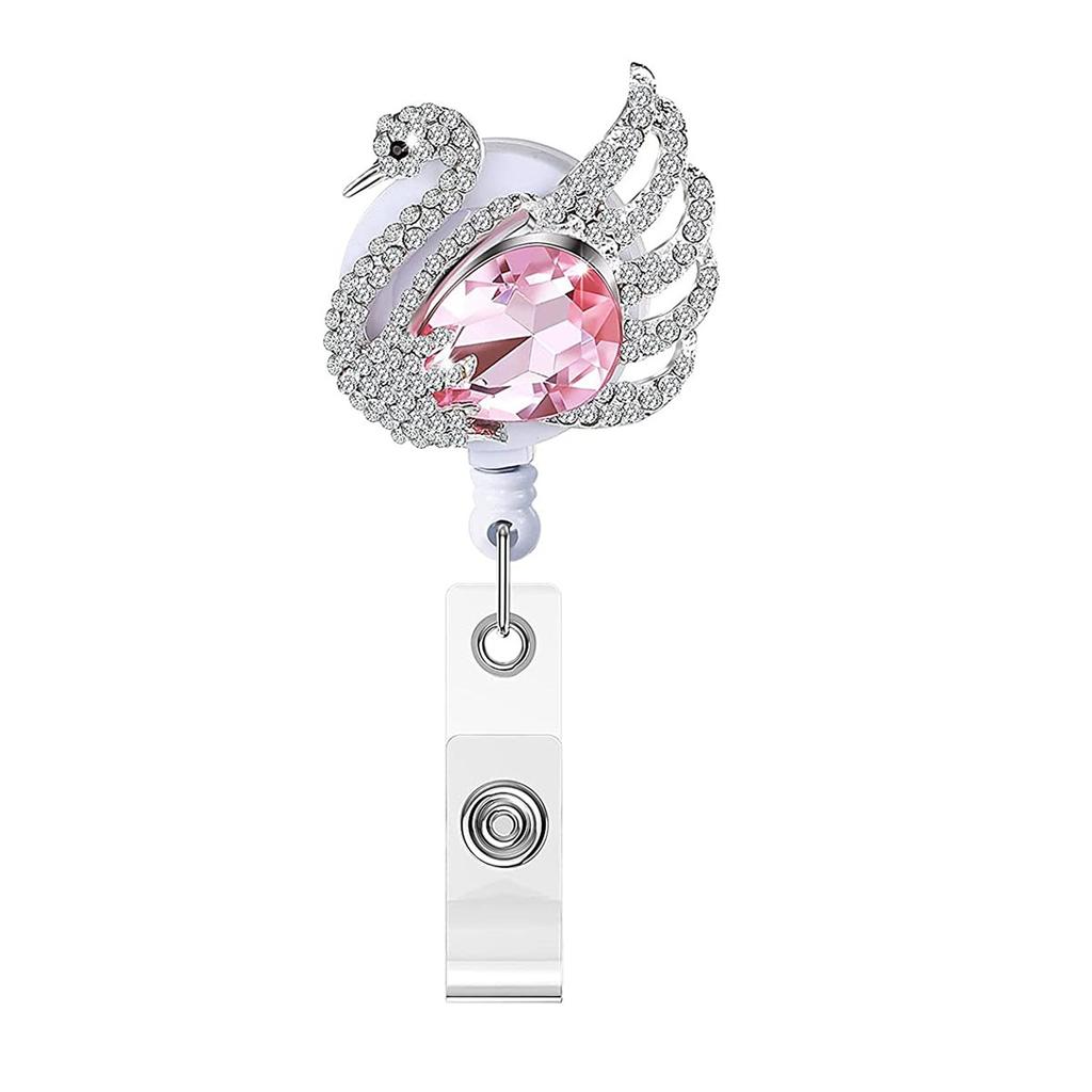 Sea Turtle Butterfly Card Retractable Badge Reel with Diamond Decor Staff Nurse Work Card Clip Lanyard Pass Access Bus Card Clip