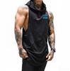 Muscleguys Летняя свободная футболка без рукавов с капюшоном для фитнеса, мужская модная брендовая молодежная жилетка в стиле хип-хоп