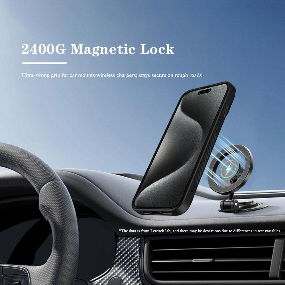 LEREACH Le-Chic Series For iPhone 15 Pro Max Case Compatible with MagSafe Kickstand TPU+PC Phone Cover