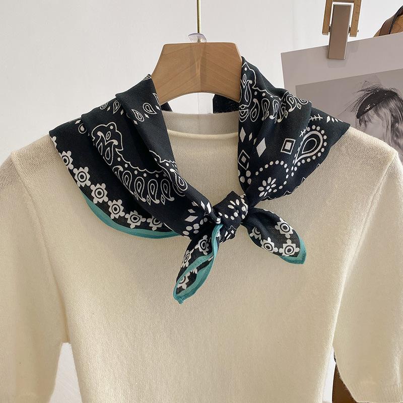 Новый женский шарф бандана повязка на голову цветы винтажный роскошный летний пляж квадратный хлопковый платок богемные аксессуары для девушек