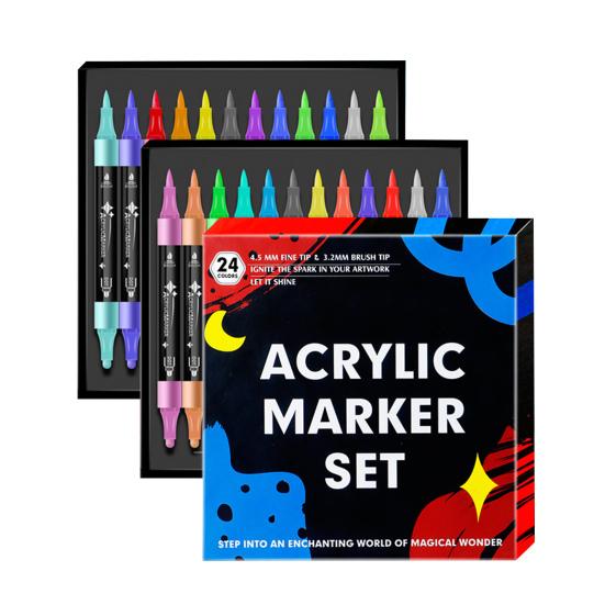 12/24/36Pcs Double Line Outline Marker Pen Set Waterproof Metallic Art Pens Brilliant Colors Graffiti Highlighter Pens