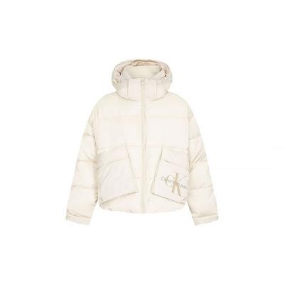 Calvin Klein Повседневная хлопковая куртка с капюшоном и карманом с принтом букв. Куртка унисекс, цвет белый J400193-ACF