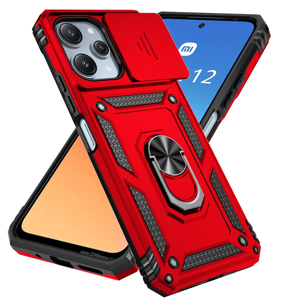 Для Xiaomi Redmi 12 5G/Redmi 12 Бронированный чехол для телефона Защита объектива камеры Металлическое кольцо-подставка противоударный чехол