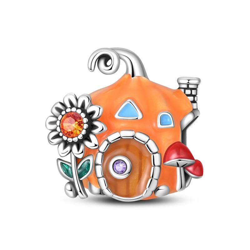 Медь Золотая Осенняя Серия Шармы Бусины Пугало Тыква Кленовый Лист Шармы Для Женщин Изысканные DIY Украшения