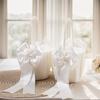 White Flower Basket Bow Faux Pearl Girls Wedding Flower Basket for Bride Kids Hand Held Wedding Ceremony Party Decorations