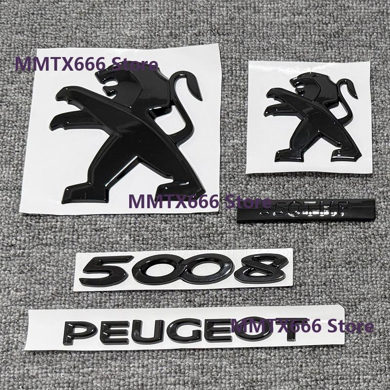ABS Auto Logo For 2017 2018 2019 Peugeot 5008 Black Badge Car Front Rear Trunk Logo Badge Sticker 350THP 380THP GT