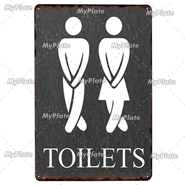 [MyPlate] Bathroom Rules Vintage Metal Sign Plaque Toilets Tin Sign Wall Decor For Pub Club Man Cave Bar Decoration Tin Plates