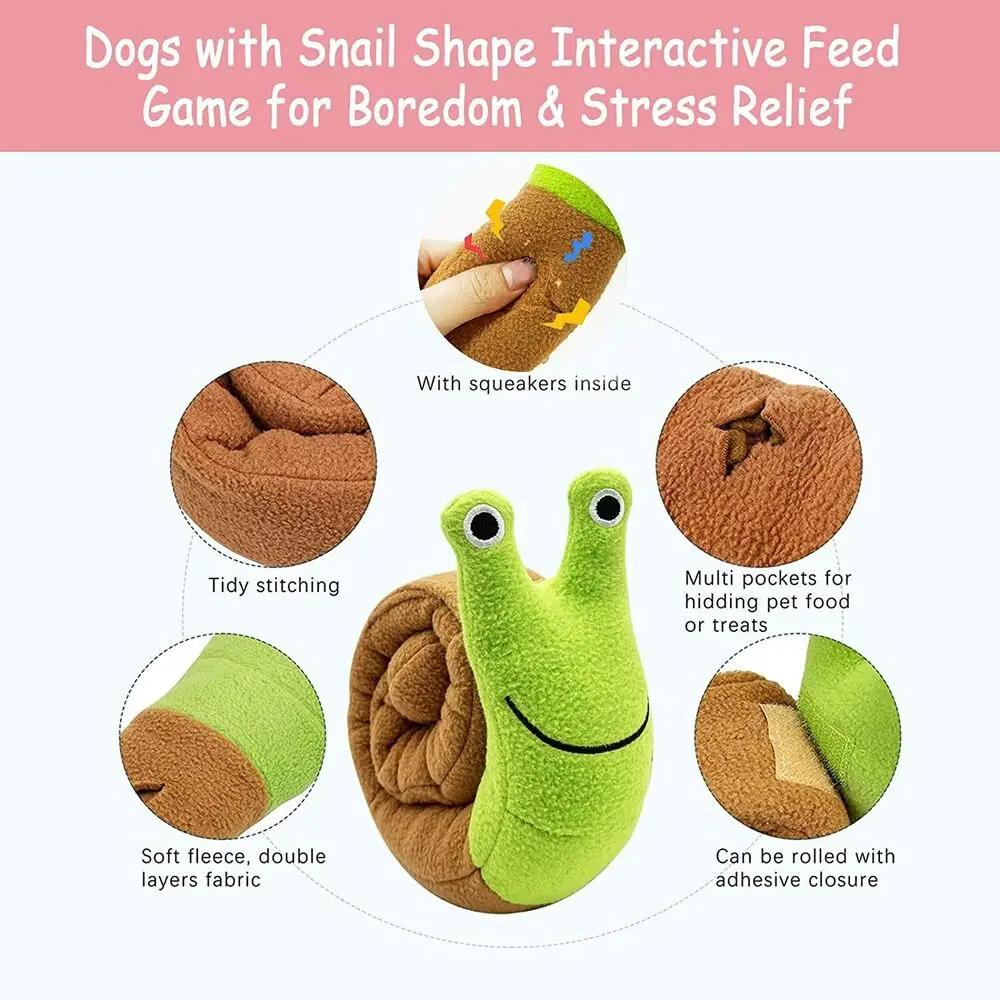 Dog Plush Squeak Toy Pet Sniffing Snails Toys Chewing Bite Resistant Tibetan Food Molar Cat Puzzle Interactive Feeder Accessorie