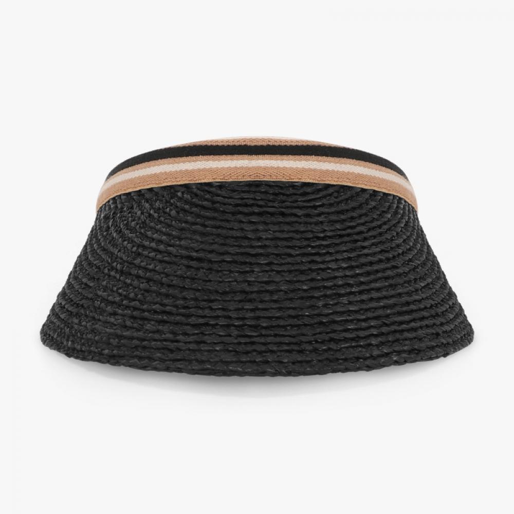 Хелен Камински Бьянка Угольно-черный полосатый козырек Солнечная шляпа 50265