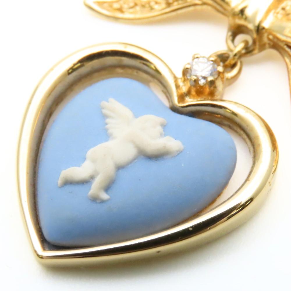 Used Wedgwood Brooch Jasper metal 7.0g gold blue plating