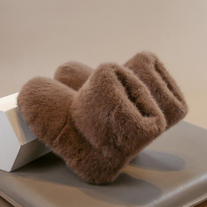 Girls Fluffy Boots 2025 Winter New Plush Thickened Children's Snow Boots Baby Girl Cotton Boots Warm Short Boots Tide