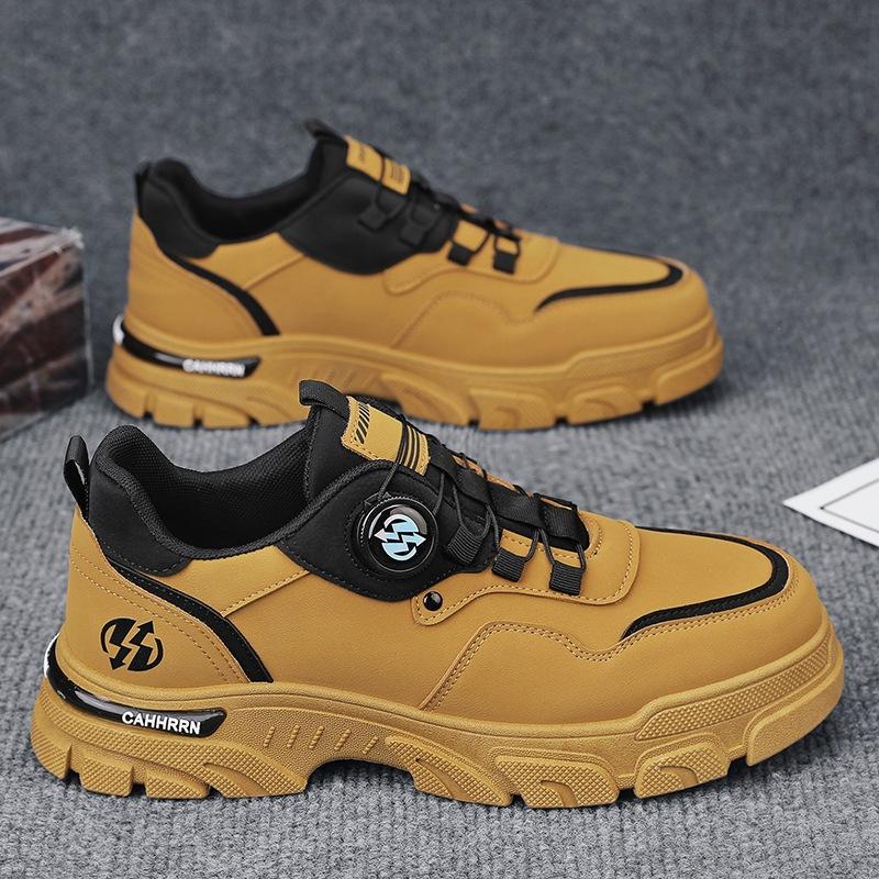 Rotating Button Leather Martin Shoes Men's Tooling Trendy Shoes Men's Autumn New Outdoor Low-top Men's Shoes