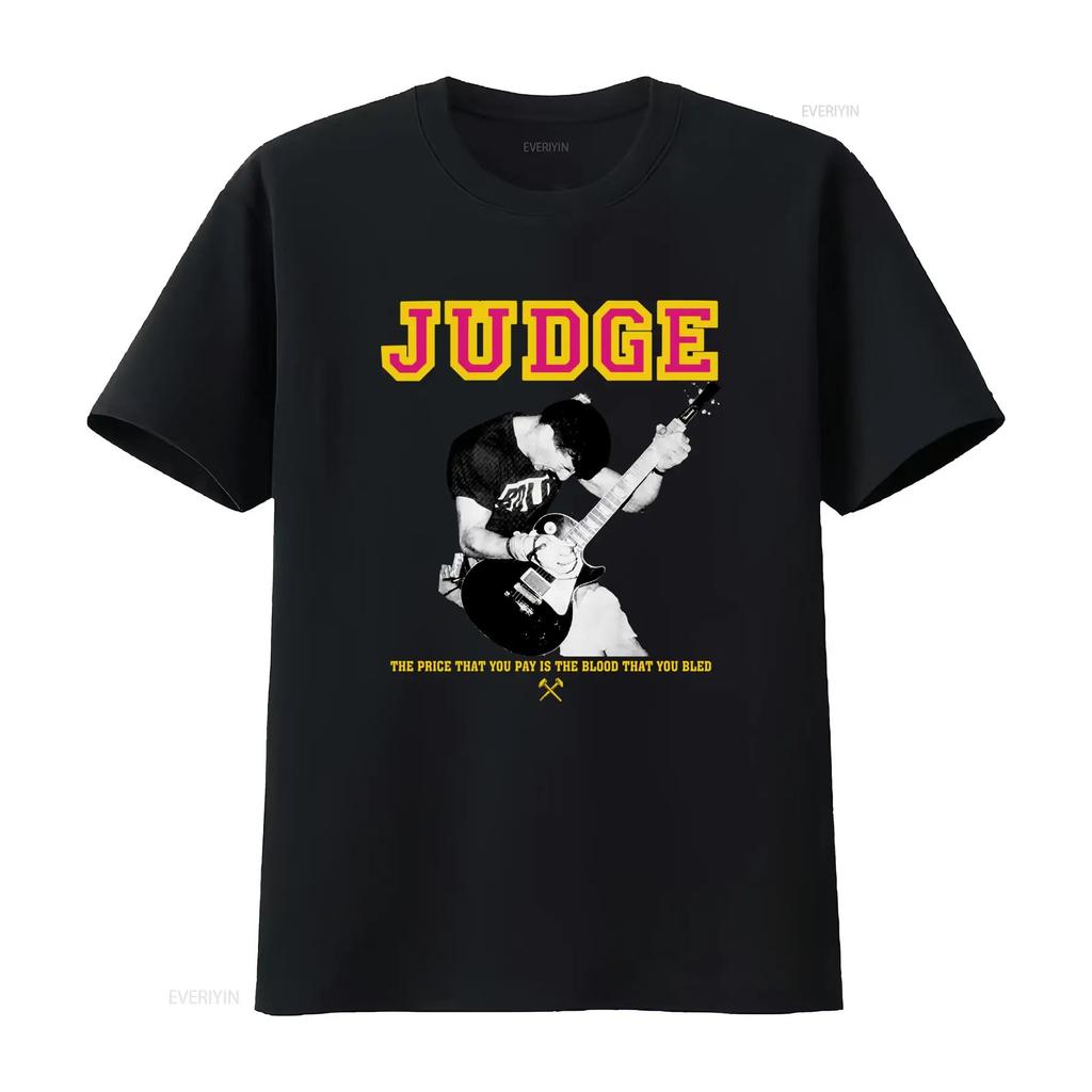 Vintage Hardcore Punk Judge Band Guitarist Print Streetwear Casual T Shirt vintage Washed Slightly Soft Top For Everyday Wear