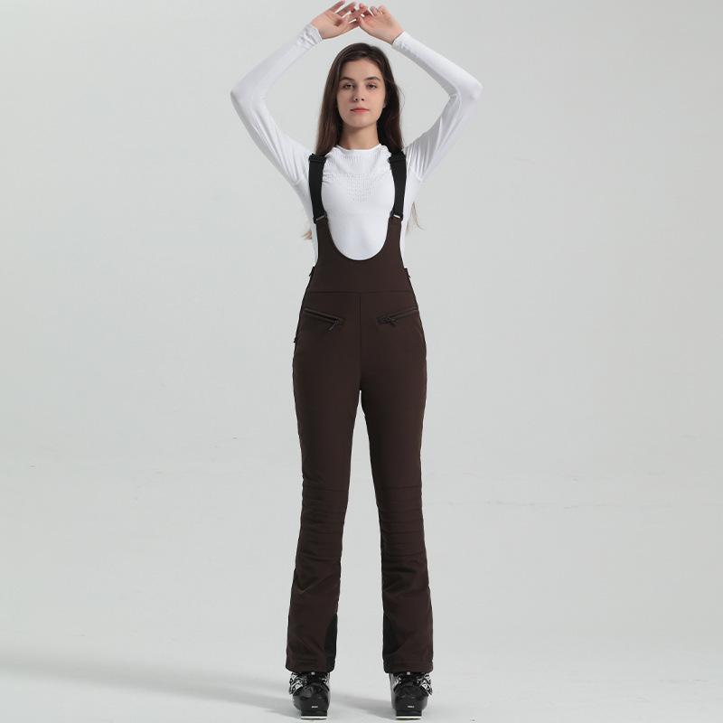 2024 Gsou Snow Winter Ski Pant Women Snowboard Strap Trouser High Waist Elastic Windproof Waterproof Thicken Thermal for Outdoor