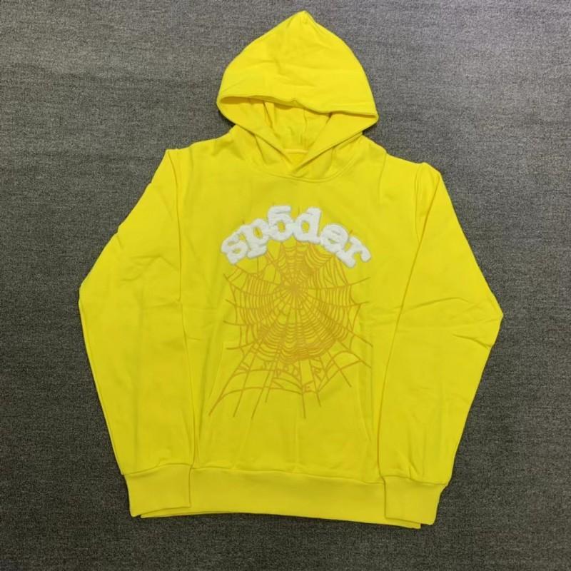 Mens Hooded Sweatshirt Set Spider Web Letter Print Streetwear Teens Youth Casual