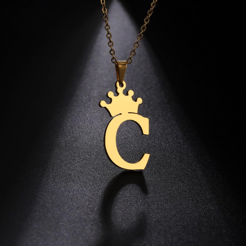 Cazador 26 Initial Letter Necklace With Crown Stainless Steel Gold Color Alphabet Pendant Necklaces 2026 Trend Jewelry Wholesale