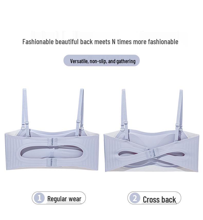 Seamless Push-Up Strapless Bandeau Bra for Women - Anti-Slip, Non-Drop, Backless Design, Enhances Small Chest