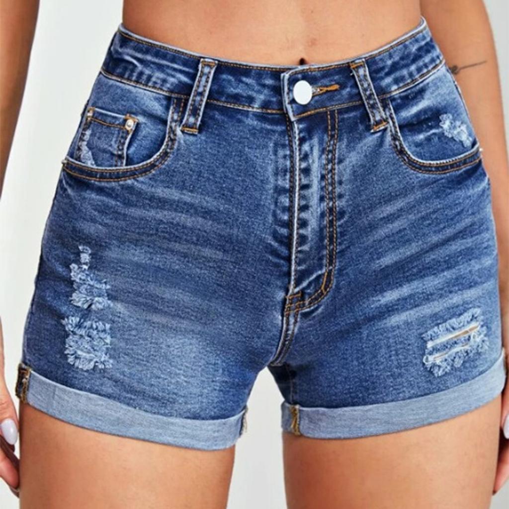 Женские джинсовые классические универсальные модные шорты с высокой талией